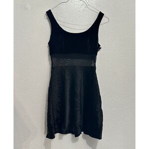 Vtg 80s Zum Zum Womens S Black Party Dress Velvet Sheer Waist Satin Skirt Goth